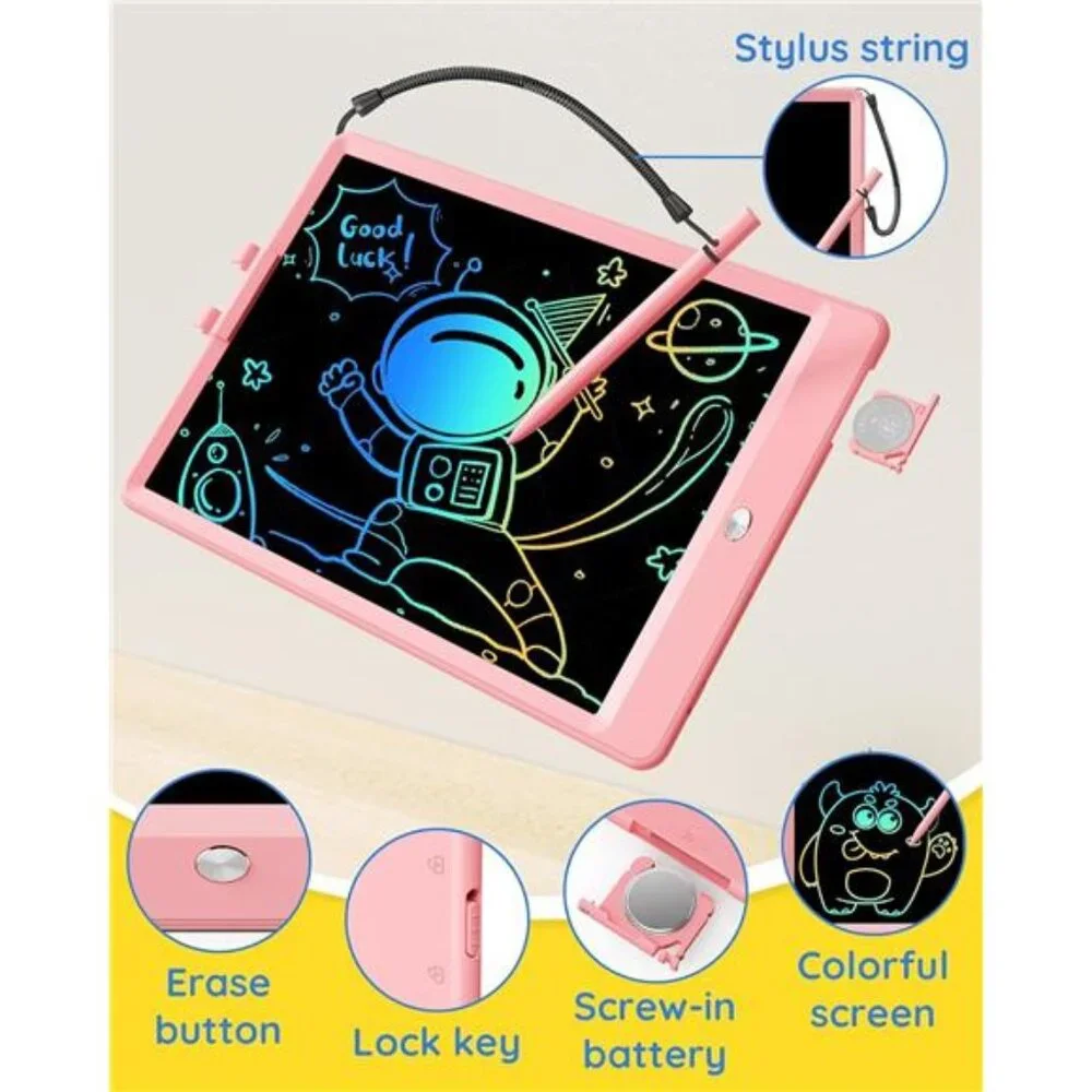 Kids LCD Writing‎ Tablet Doodle Board, 10inch Colorful Drawing Pad for Girls